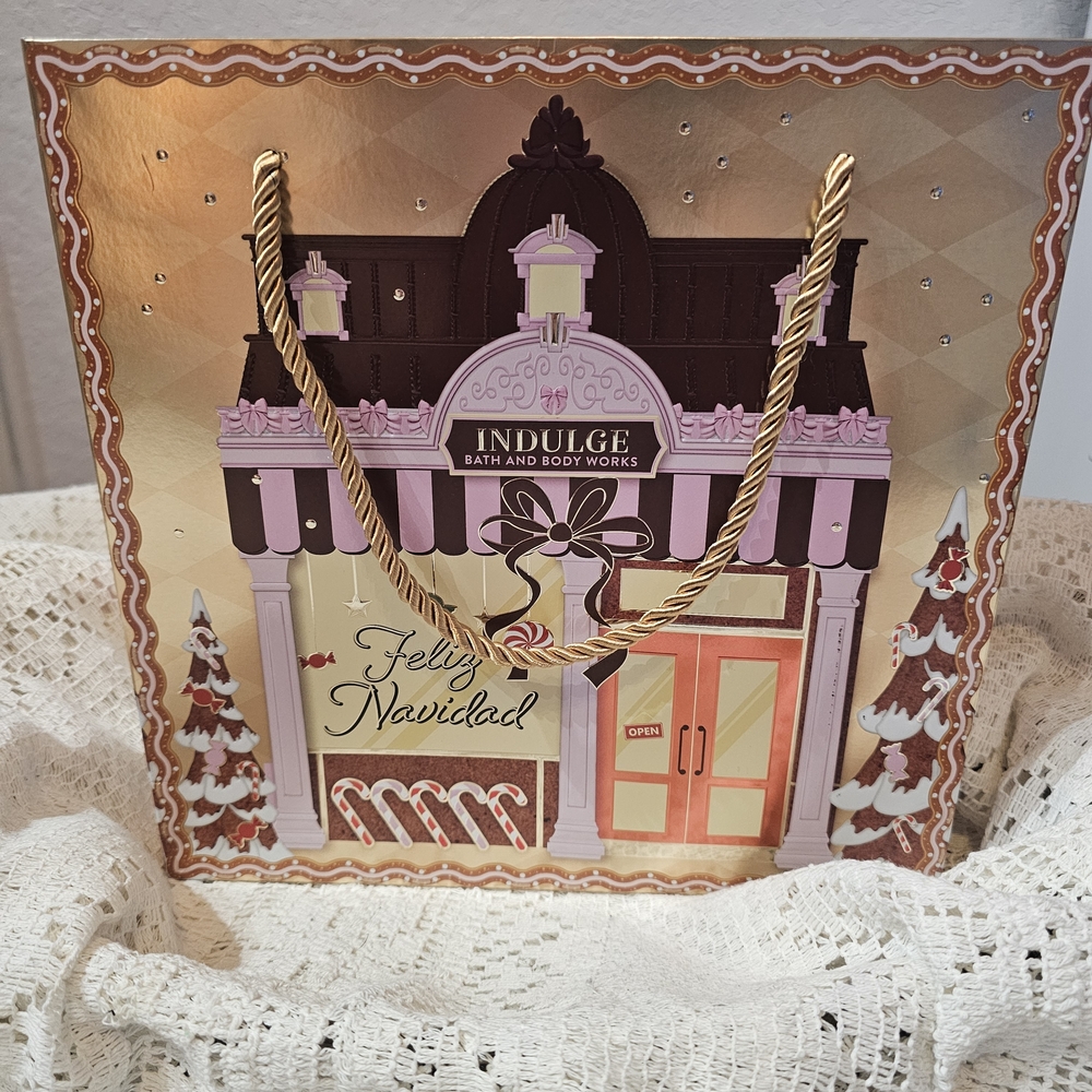 Bath & Body Works Indulge Gift Bag - Pink and Gold
